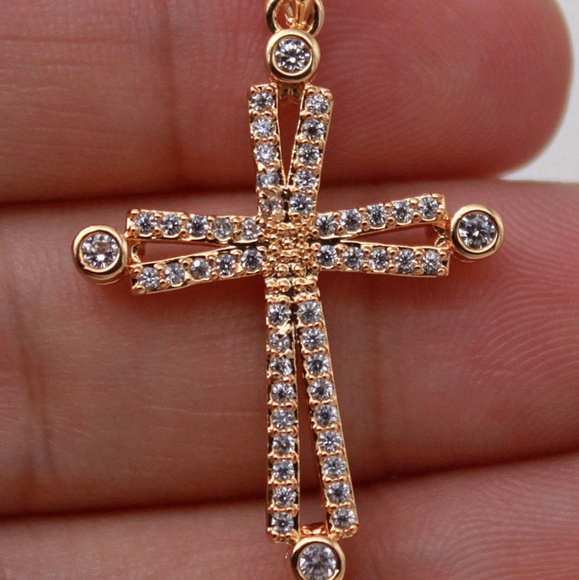 18kt Gold Topaz Filled Cross Pendant - Picture 1 of 2